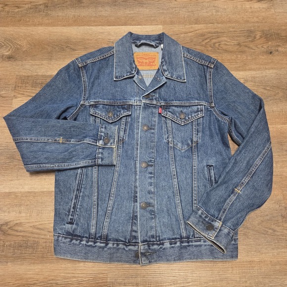 Small LEVIS Denim Trucker Jacket Mens Blue 40116 Western - Picture 1 of 12